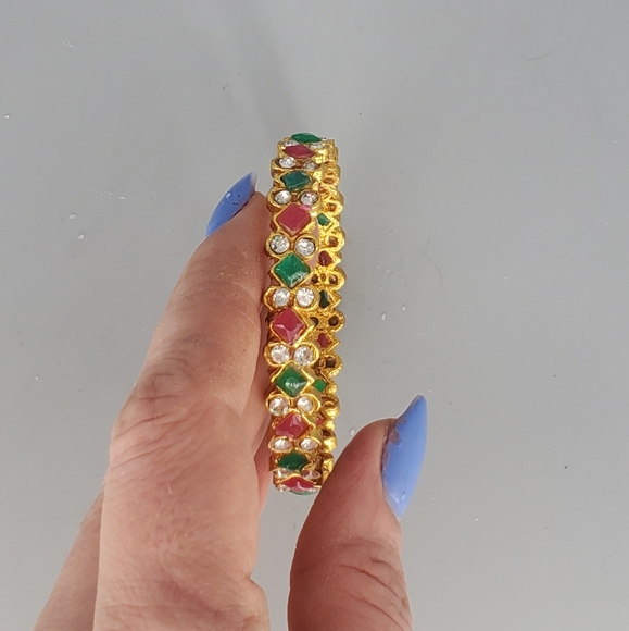 Kids Bright Gold Bracelet Bangle and Gokd Stud Earrings Set - Picture 5 of 9